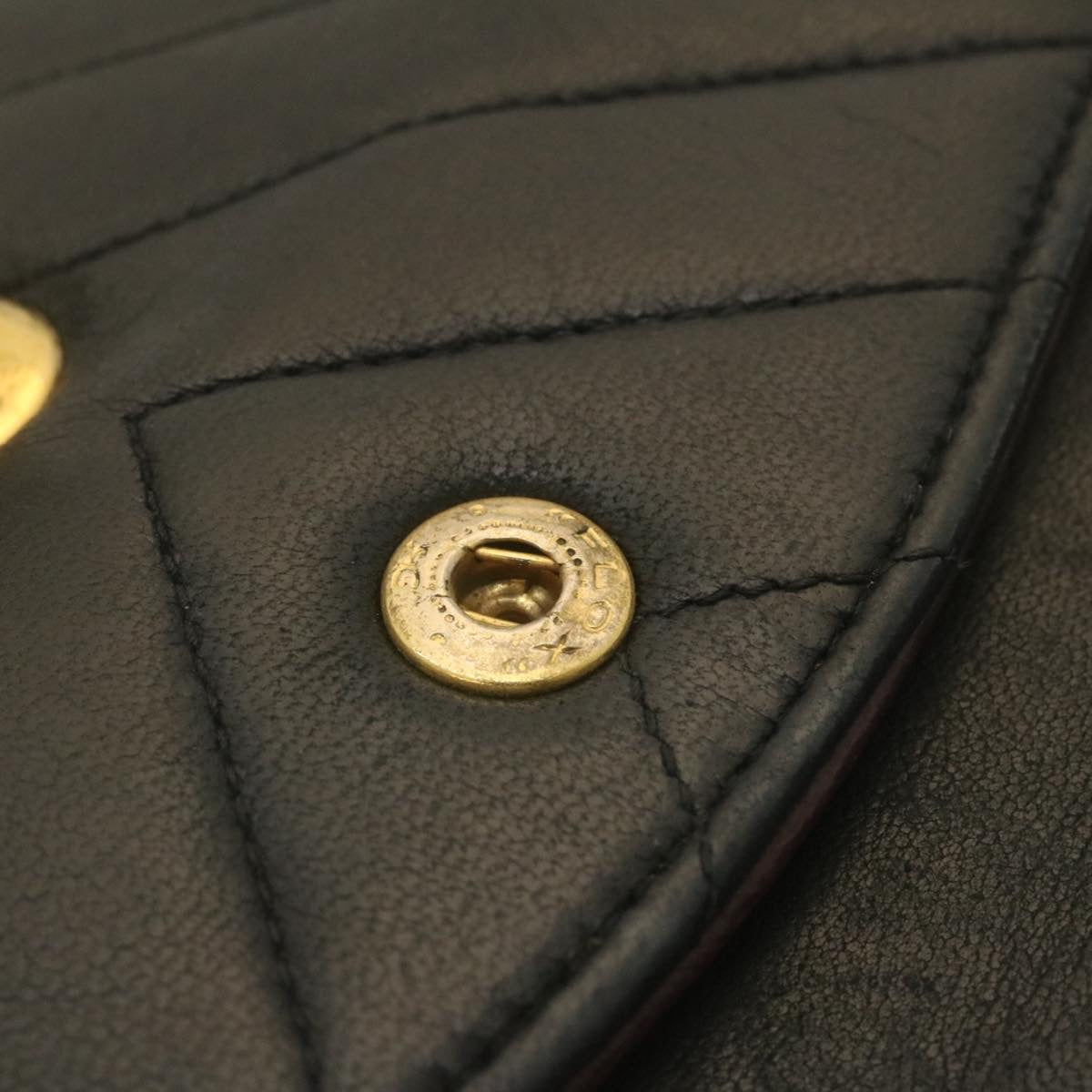 CHANEL Mademoiselle Turn Lock Flap Shoulder Bag Lamb Skin Black CC ai677A
