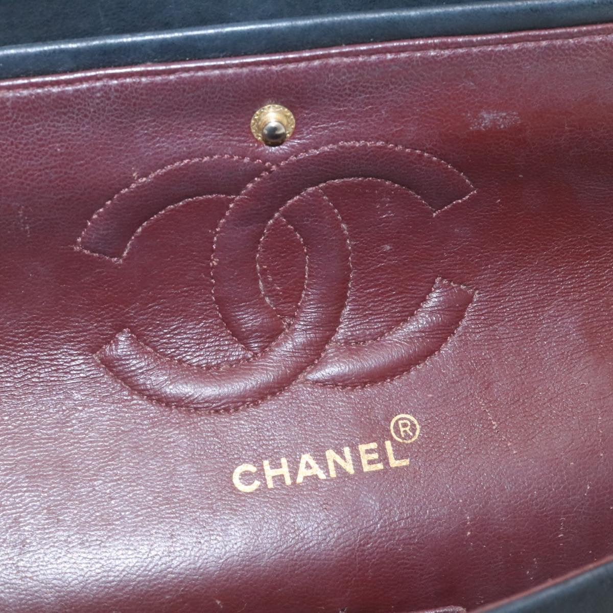 CHANEL Mademoiselle Turn Lock Flap Shoulder Bag Lamb Skin Black CC ai677A