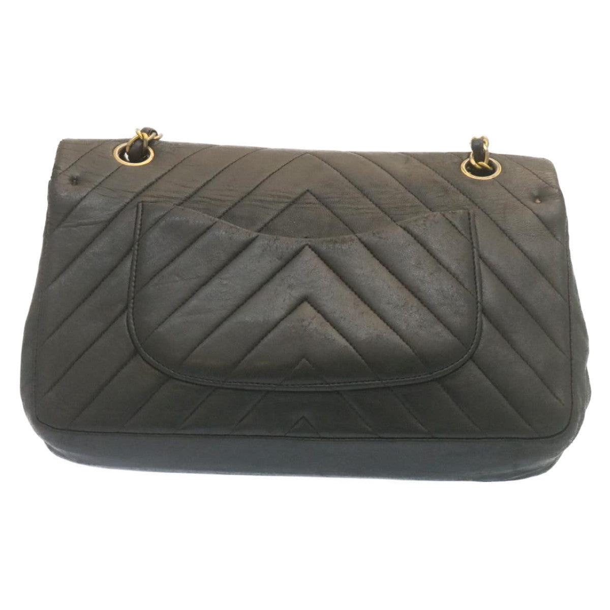 CHANEL Mademoiselle Turn Lock Flap Shoulder Bag Lamb Skin Black CC ai677A