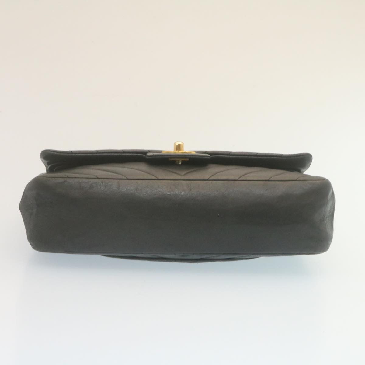 CHANEL Mademoiselle Turn Lock Flap Shoulder Bag Lamb Skin Black CC ai677A