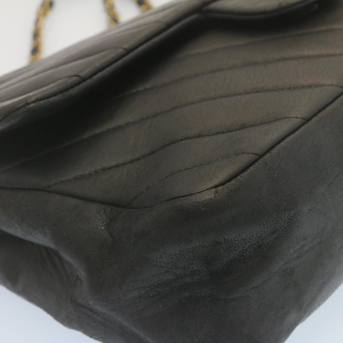 CHANEL Mademoiselle Turn Lock Flap Shoulder Bag Lamb Skin Black CC ai677A