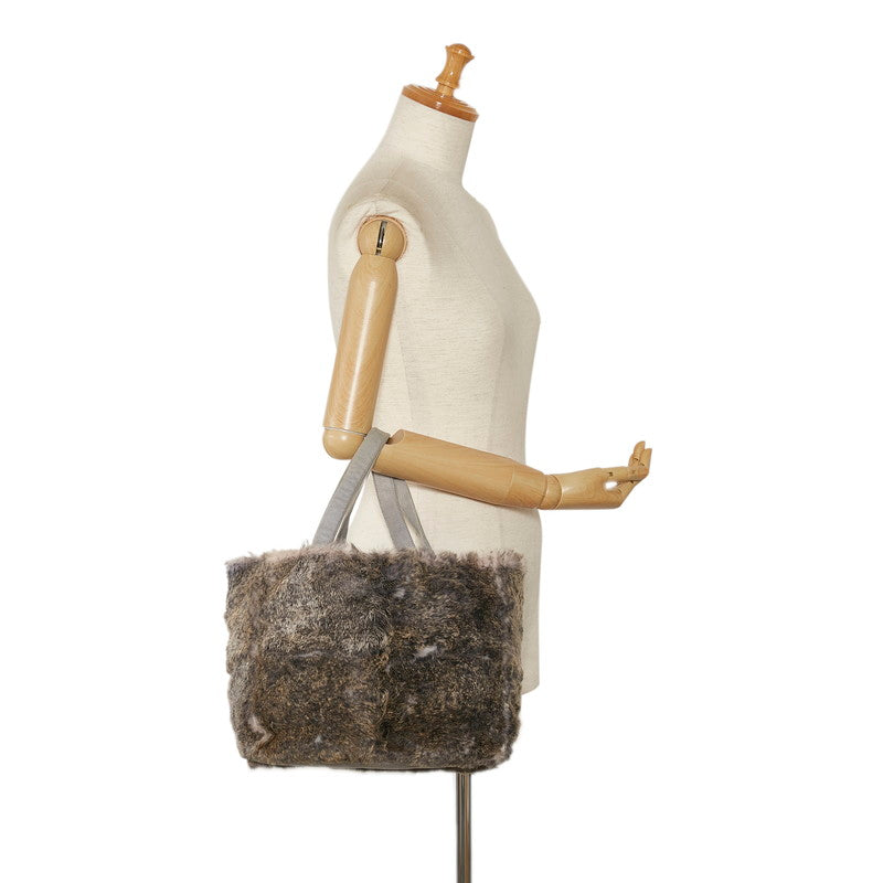 Chanel Rabbit Fur Suede Coco Mark Handbag Tote