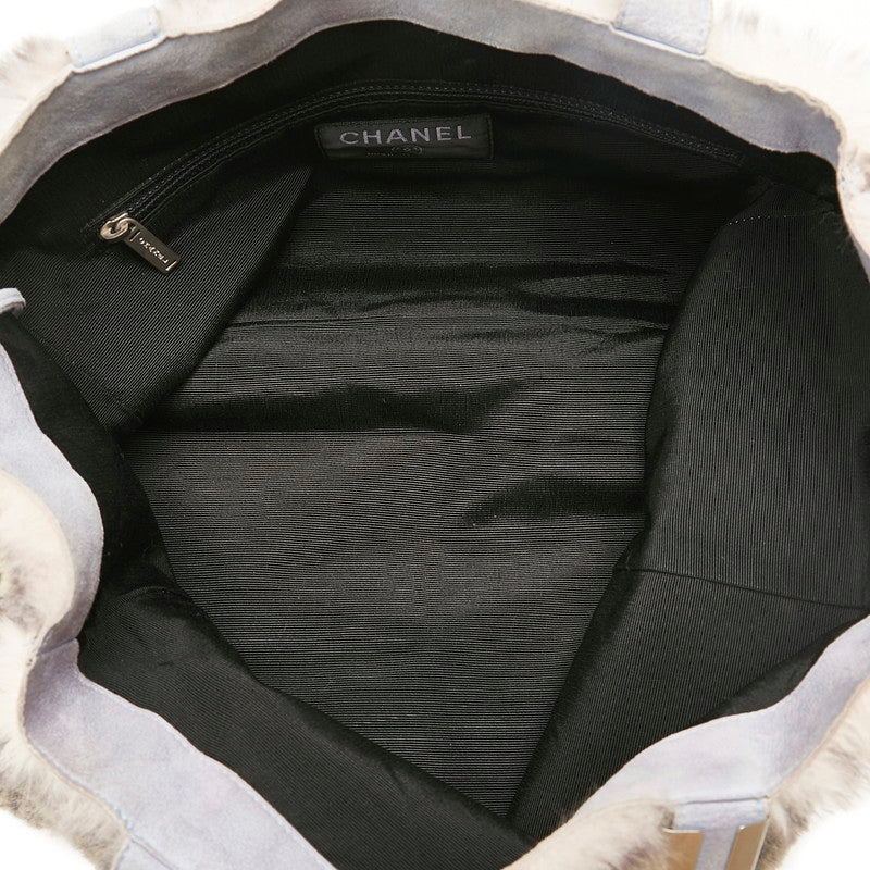 Chanel Rabbit Fur Suede Coco Mark Handbag Tote