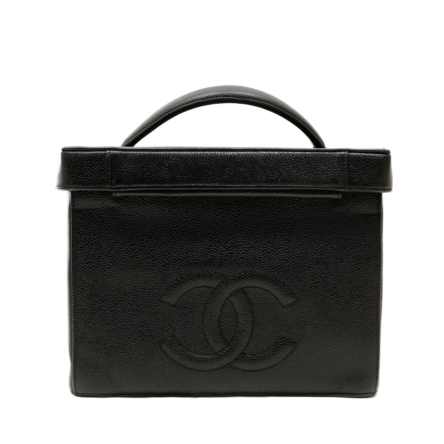 Chanel Black Caviar Large Vanity Box NO Straps w/ Gold Hardware