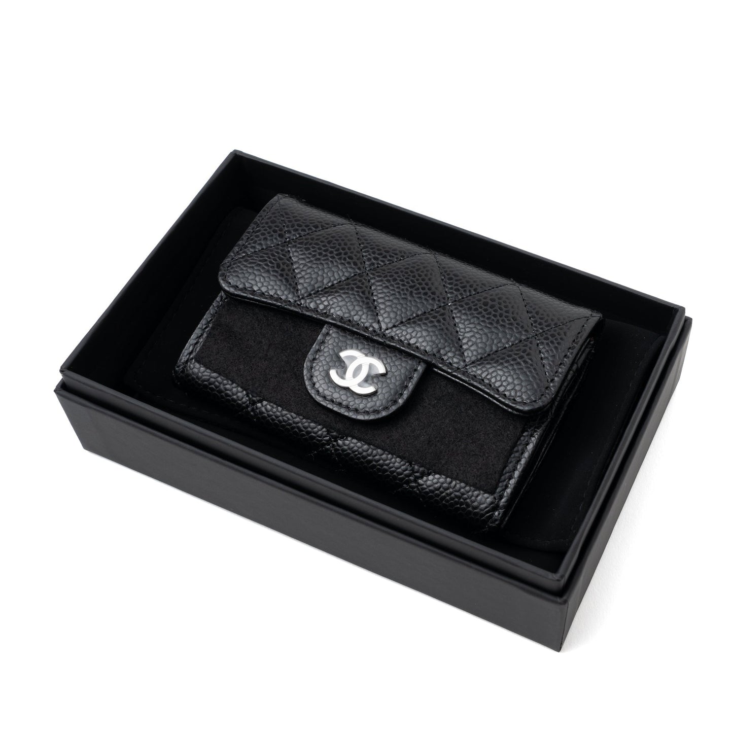 Chanel Classic Flap Card Holder Caviar Black SHW (Hologram)