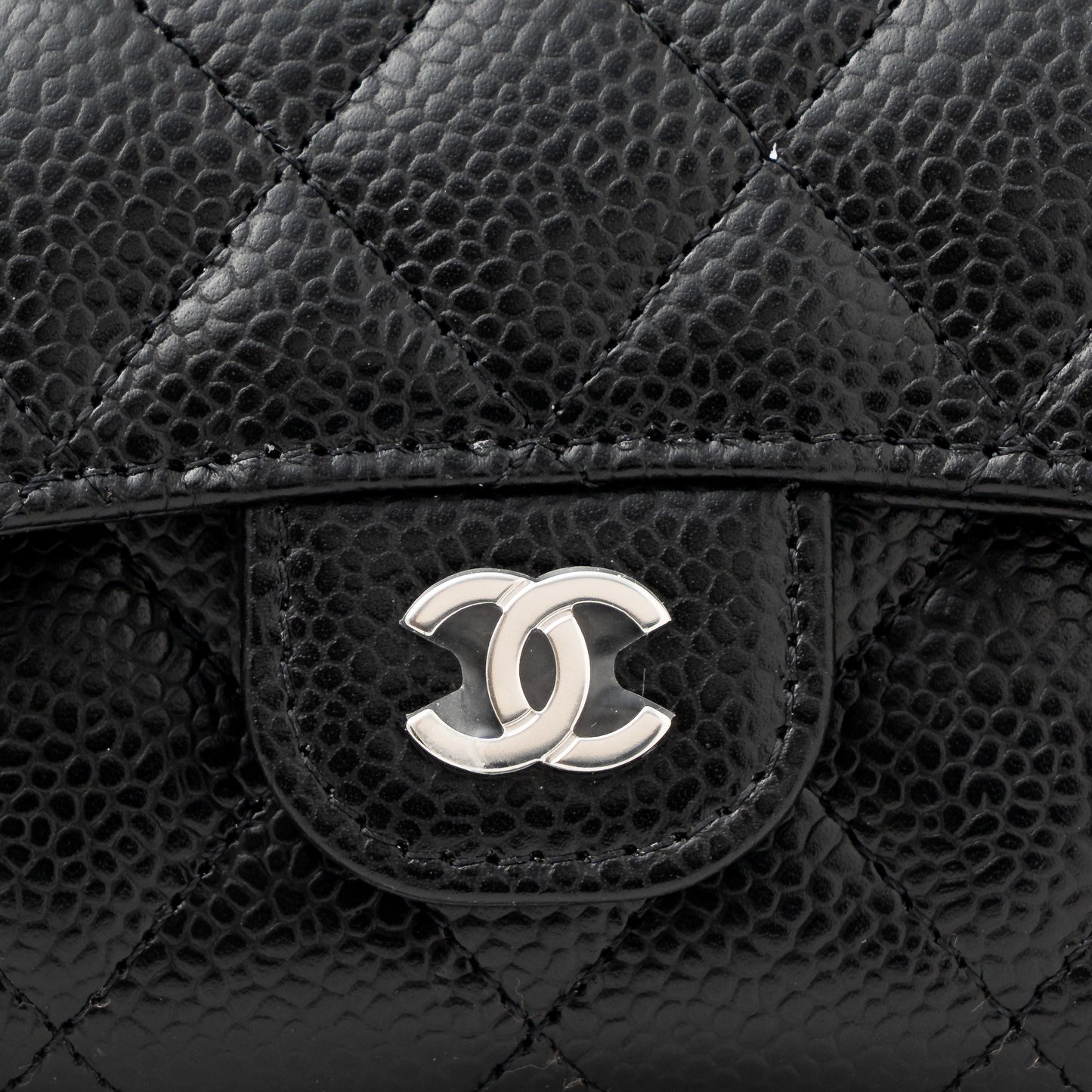 Chanel Classic Flap Card Holder Caviar Black SHW (Hologram)