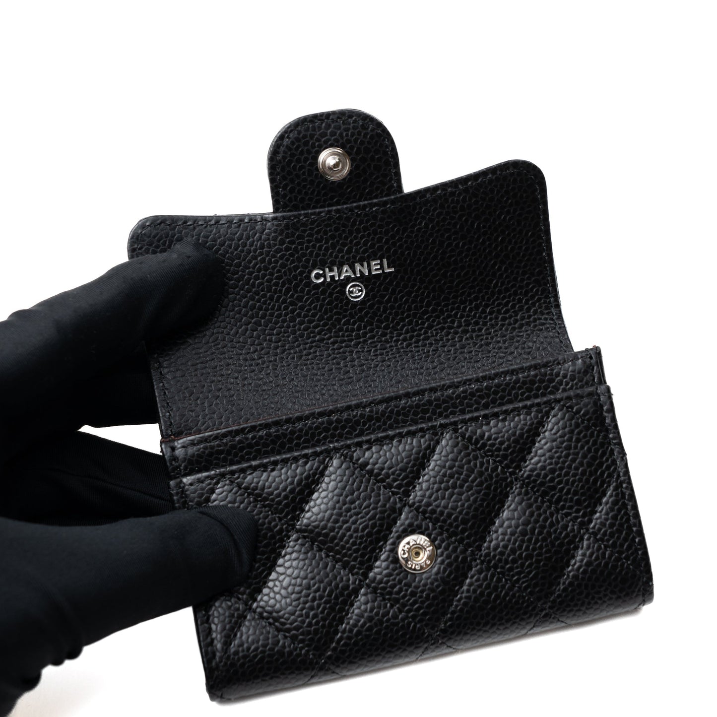 Chanel Classic Flap Card Holder Caviar Black SHW (Hologram)