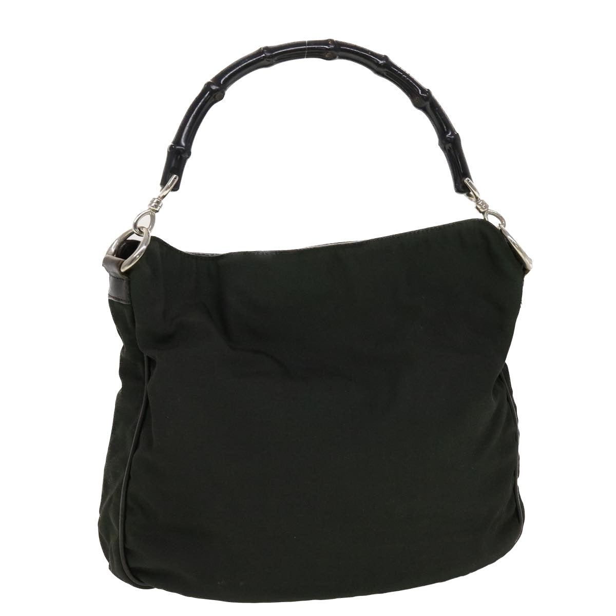 GUCCI Bamboo Shoulder Bag Nylon Green 0011638 002058 yb153