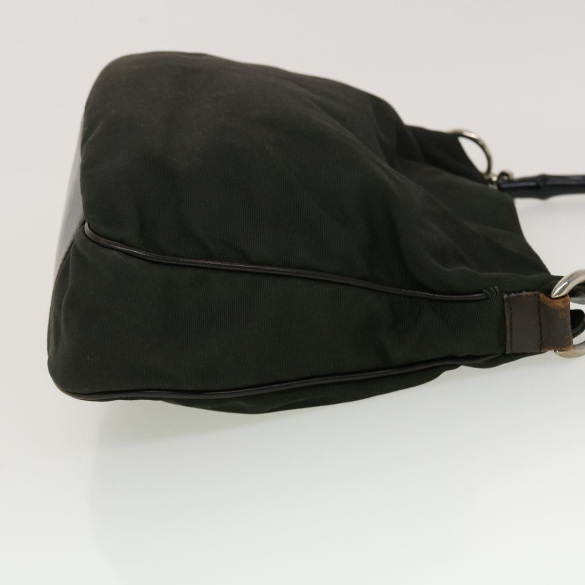 GUCCI Bamboo Shoulder Bag Nylon Green 0011638 002058 yb153