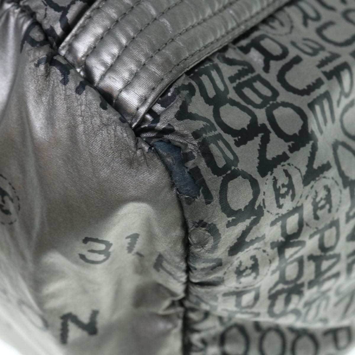CHANEL Unlimited Shoulder Bag Nylon Silver CC yb486