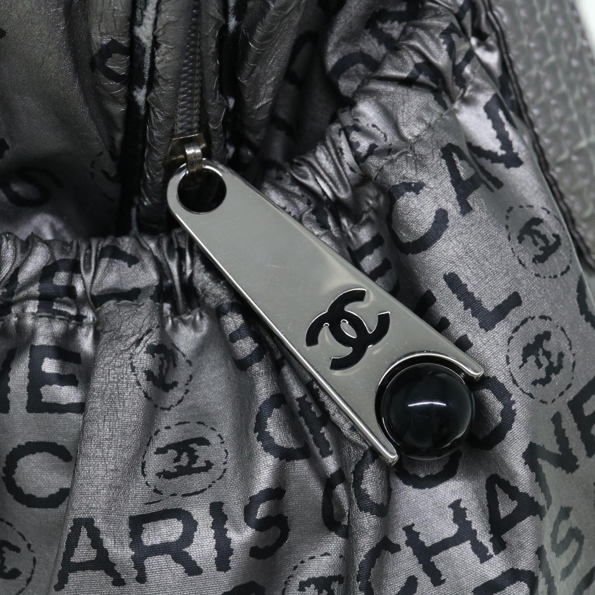 CHANEL Unlimited Shoulder Bag Nylon Silver CC yb486
