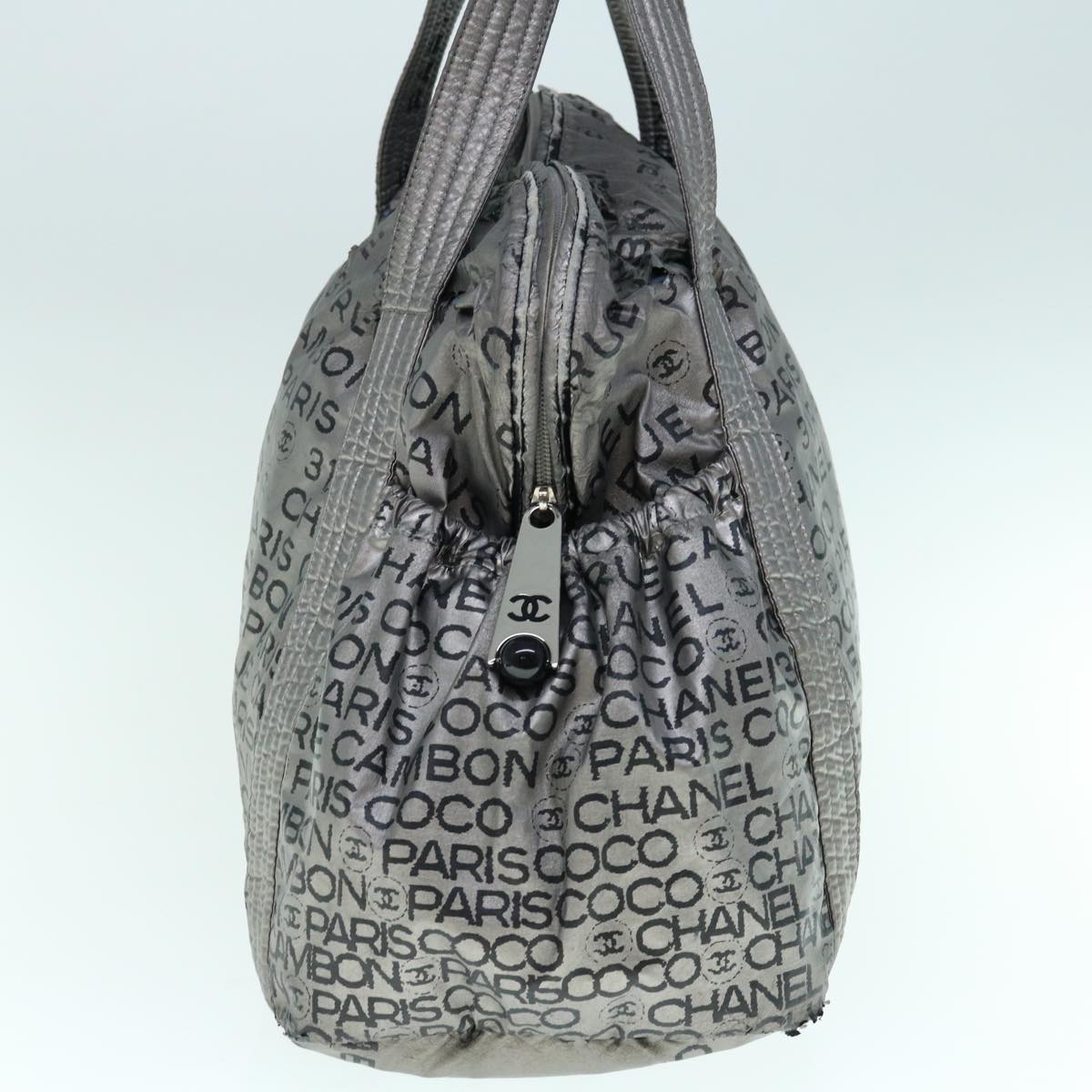 CHANEL Unlimited Shoulder Bag Nylon Silver CC yb486