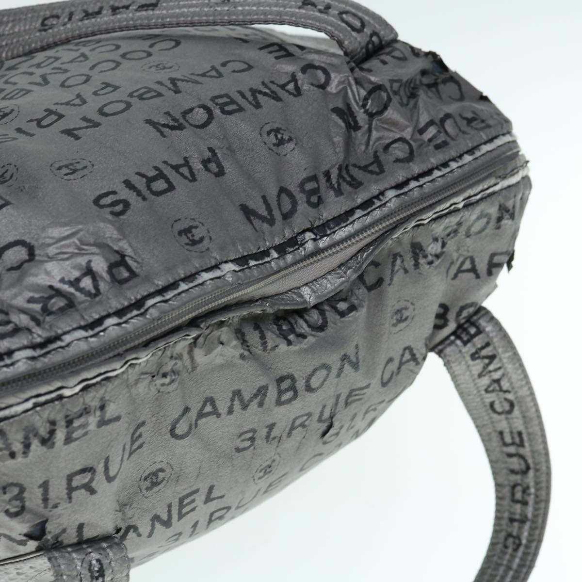 CHANEL Unlimited Shoulder Bag Nylon Silver CC yb486