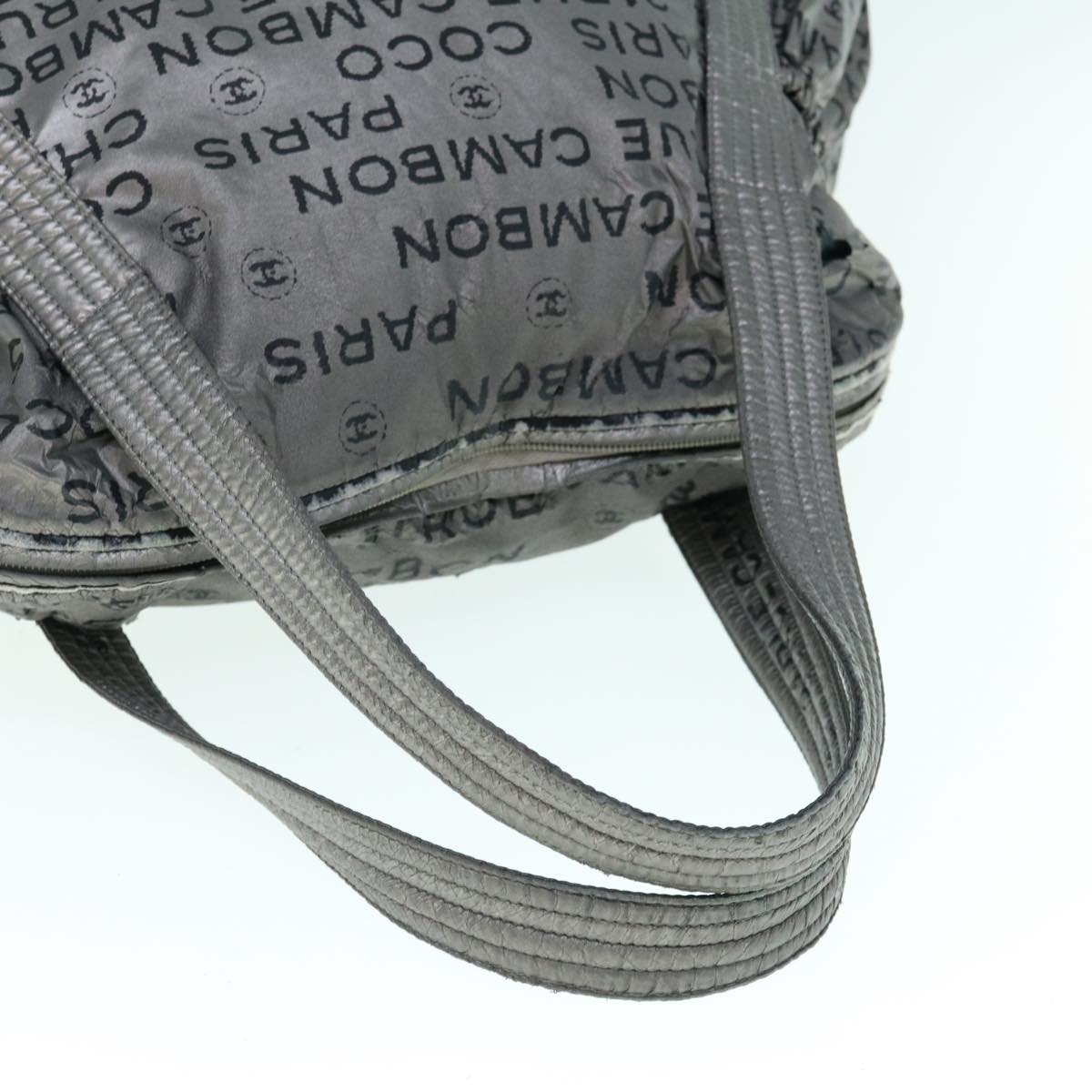 CHANEL Unlimited Shoulder Bag Nylon Silver CC yb486