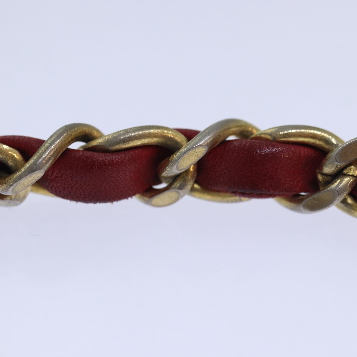 CHANEL Bicolore Chain Hand Bag Leather Red CC yb605
