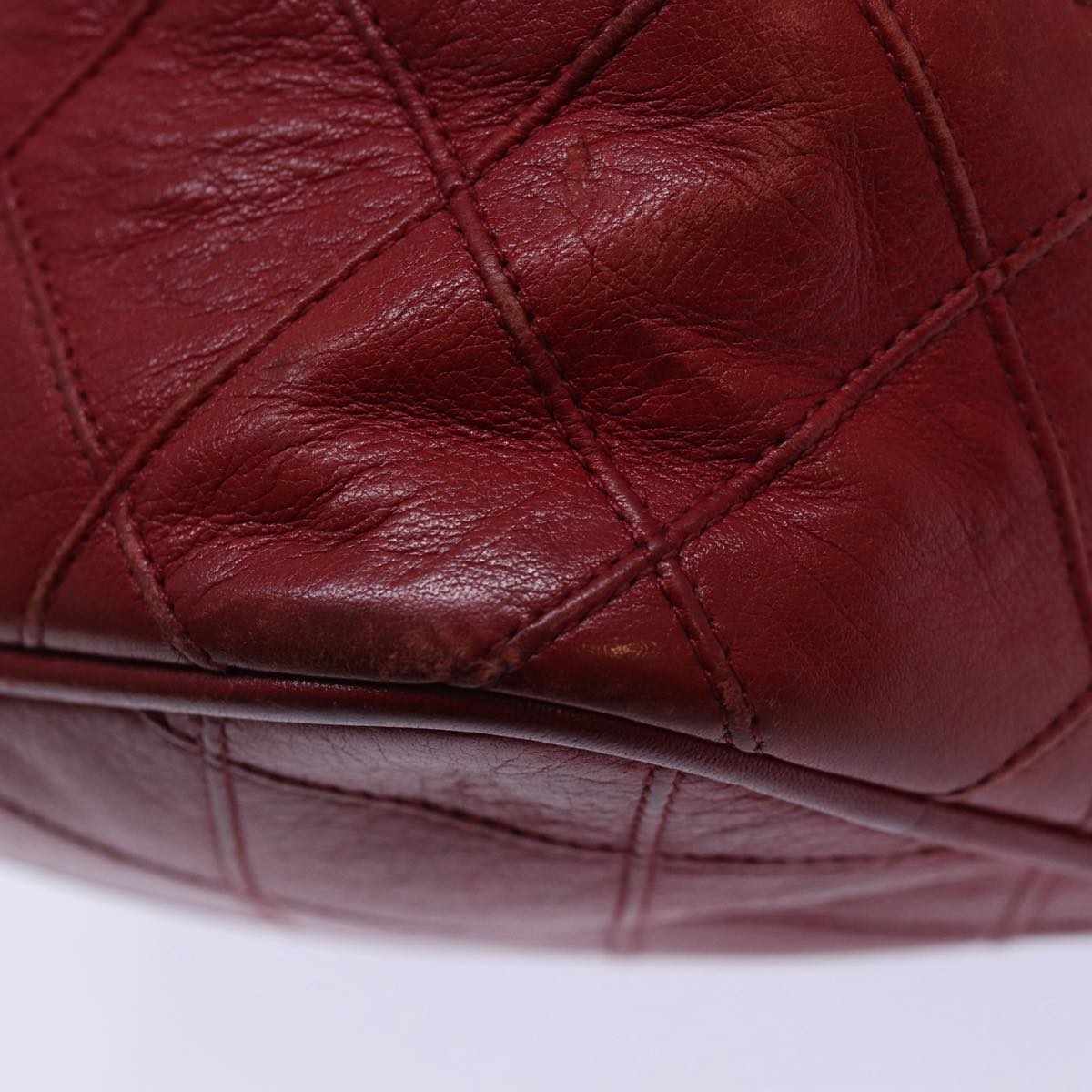 CHANEL Bicolore Chain Hand Bag Leather Red CC yb605
