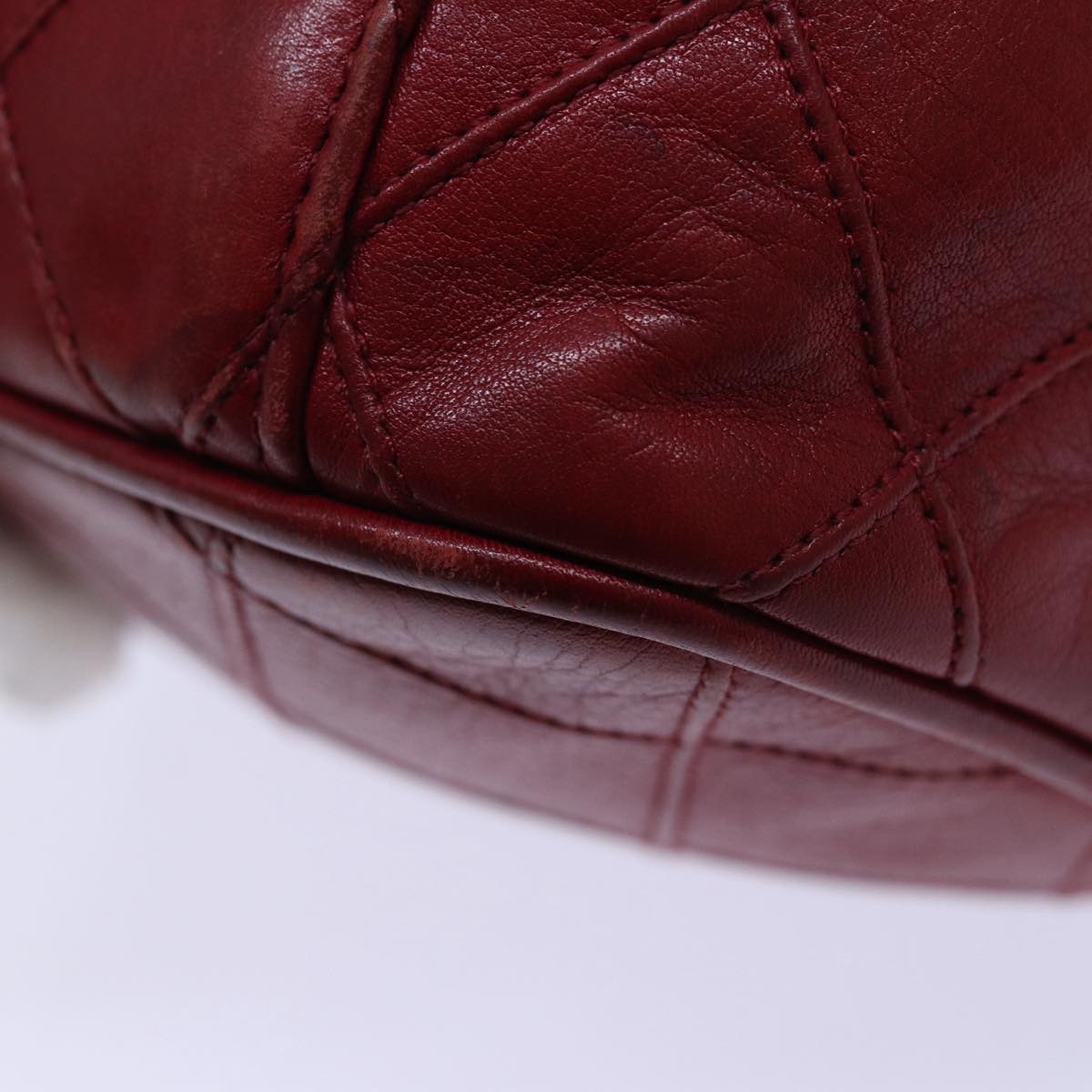 CHANEL Bicolore Chain Hand Bag Leather Red CC yb605