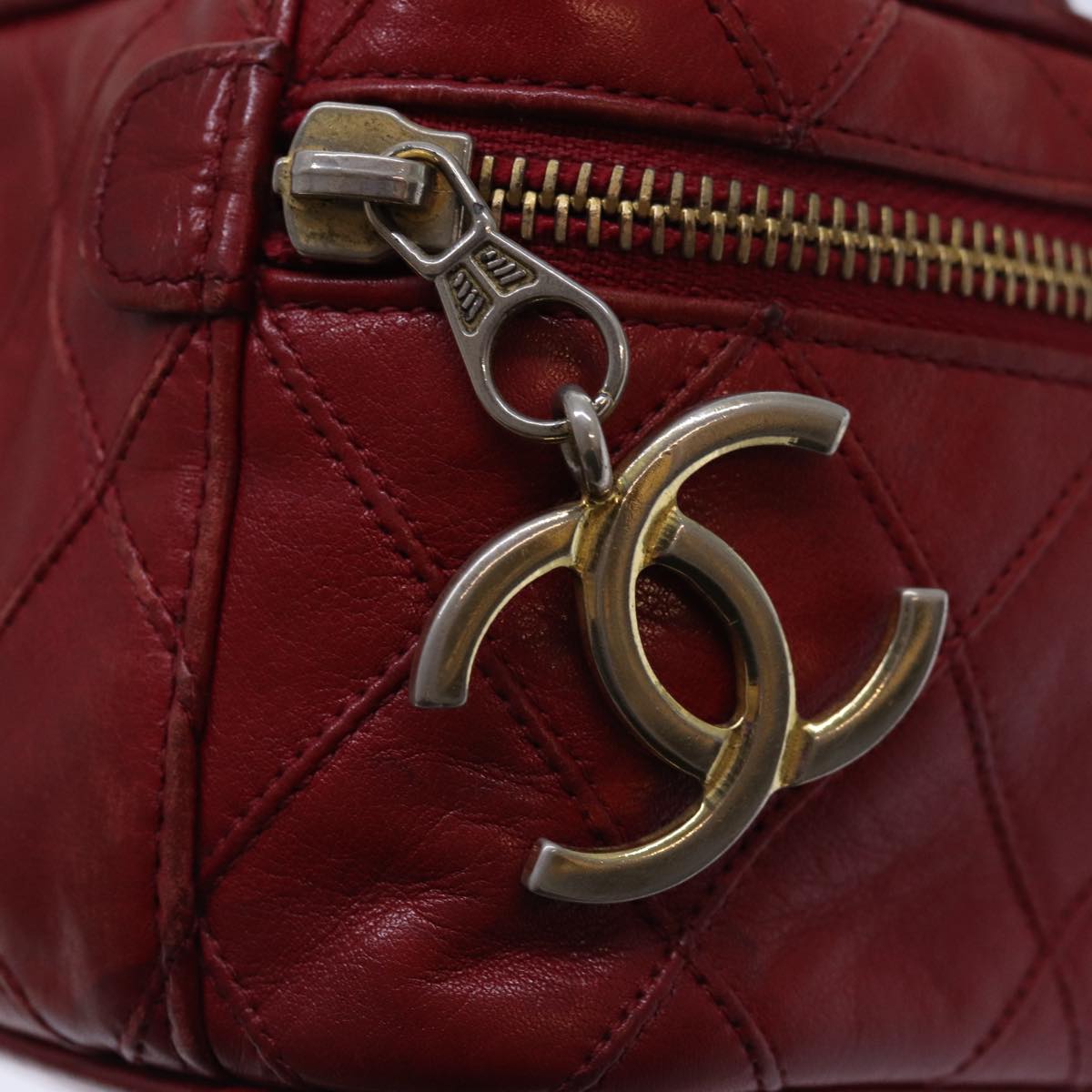 CHANEL Bicolore Chain Hand Bag Leather Red CC yb605