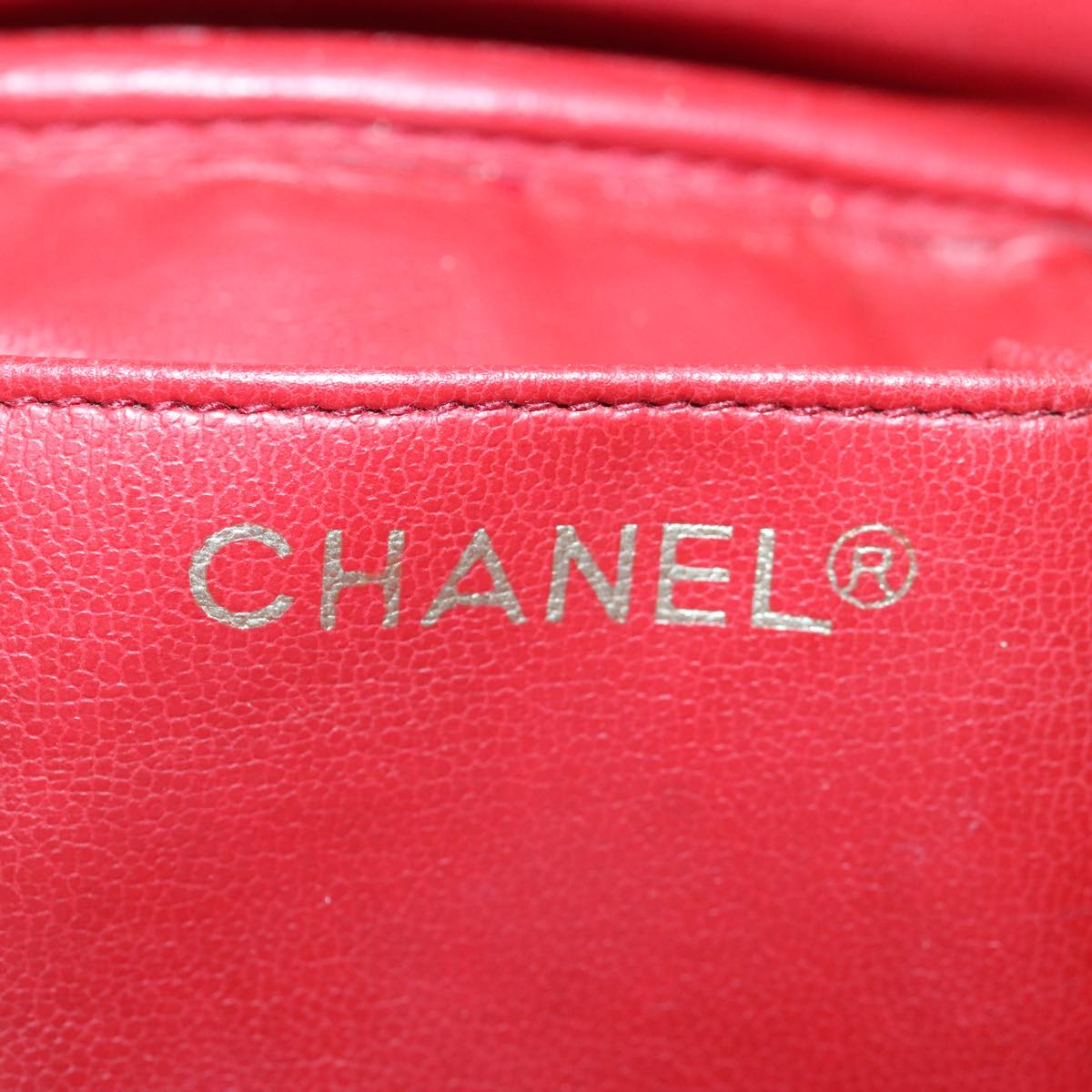 CHANEL Bicolore Chain Hand Bag Leather Red CC yb605