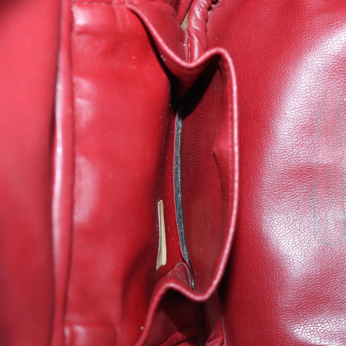 CHANEL Bicolore Chain Hand Bag Leather Red CC yb605