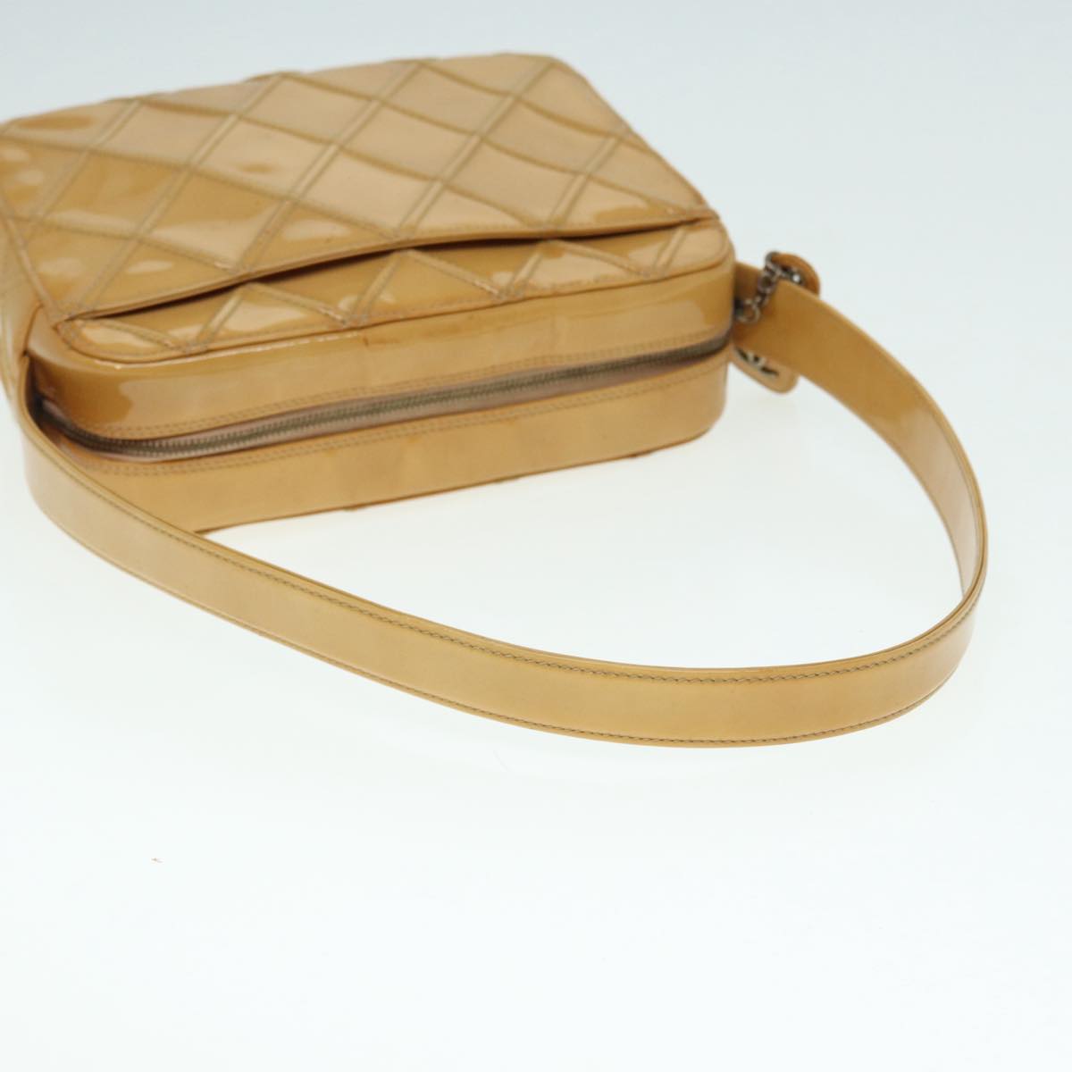CHANEL Bicolore Shoulder Bag Enamel Yellow Silver CC yb674