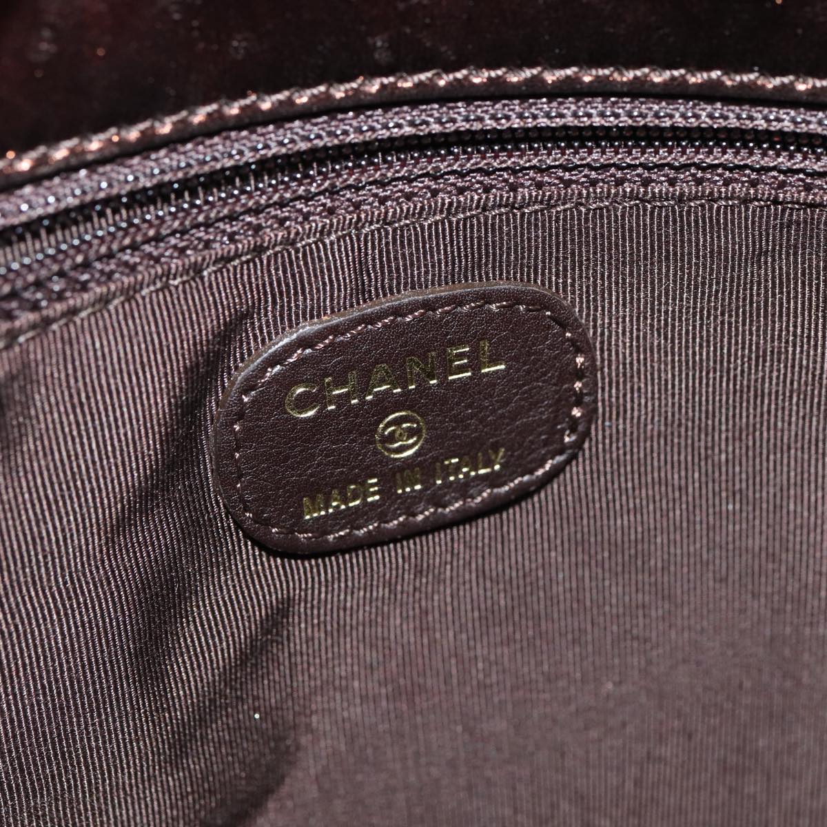 CHANEL Shoulder Bag Leather Bronze Gold CC yb676