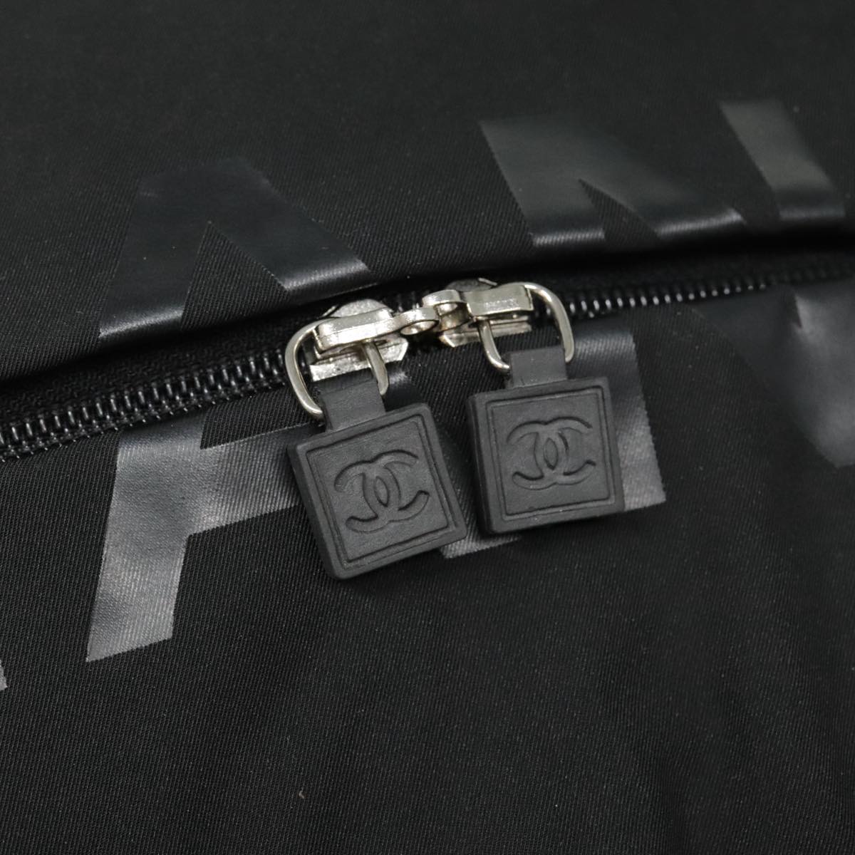 CHANEL Sports Line Boston Bag Nylon Black Silver CC yb680