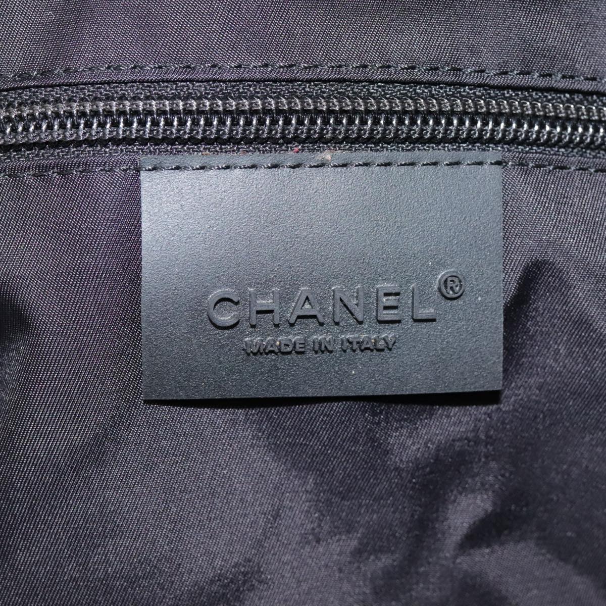 CHANEL Sports Line Boston Bag Nylon Black Silver CC yb680