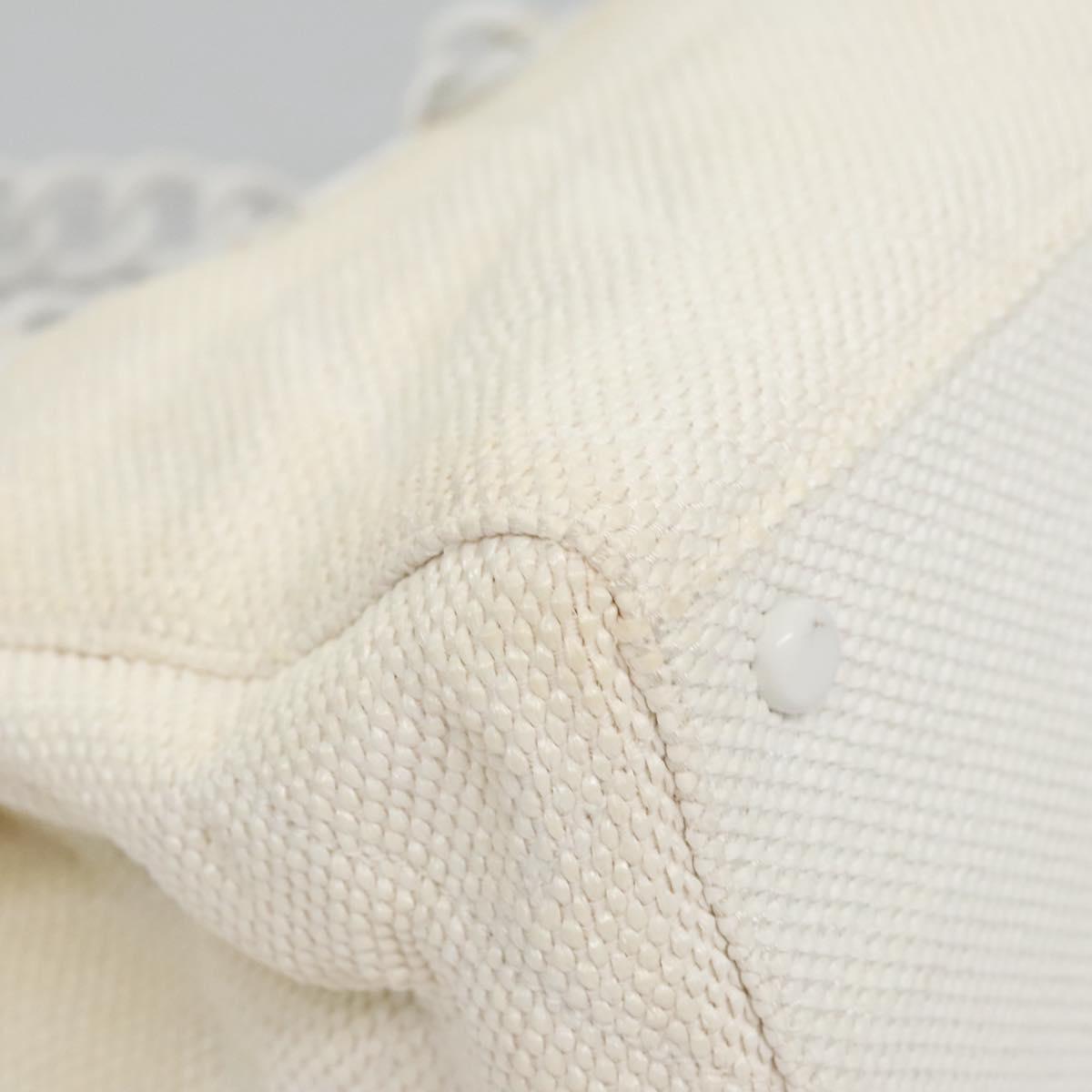 CHANEL Matelasse Chain Tote Bag Raffia White CC yb722