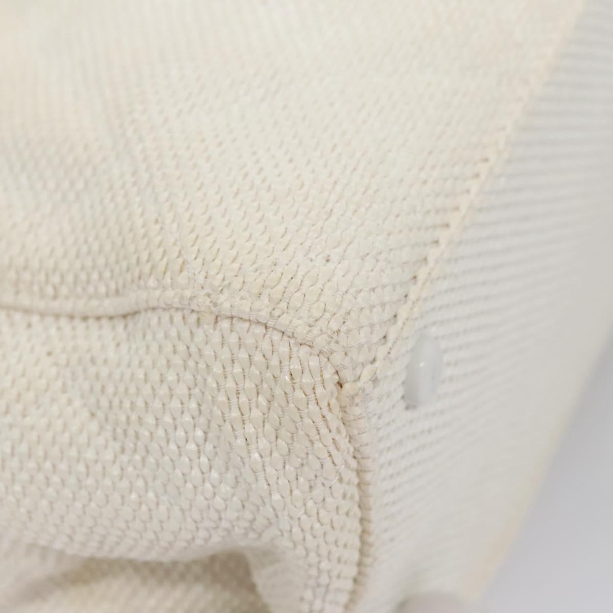 CHANEL Matelasse Chain Tote Bag Raffia White CC yb722