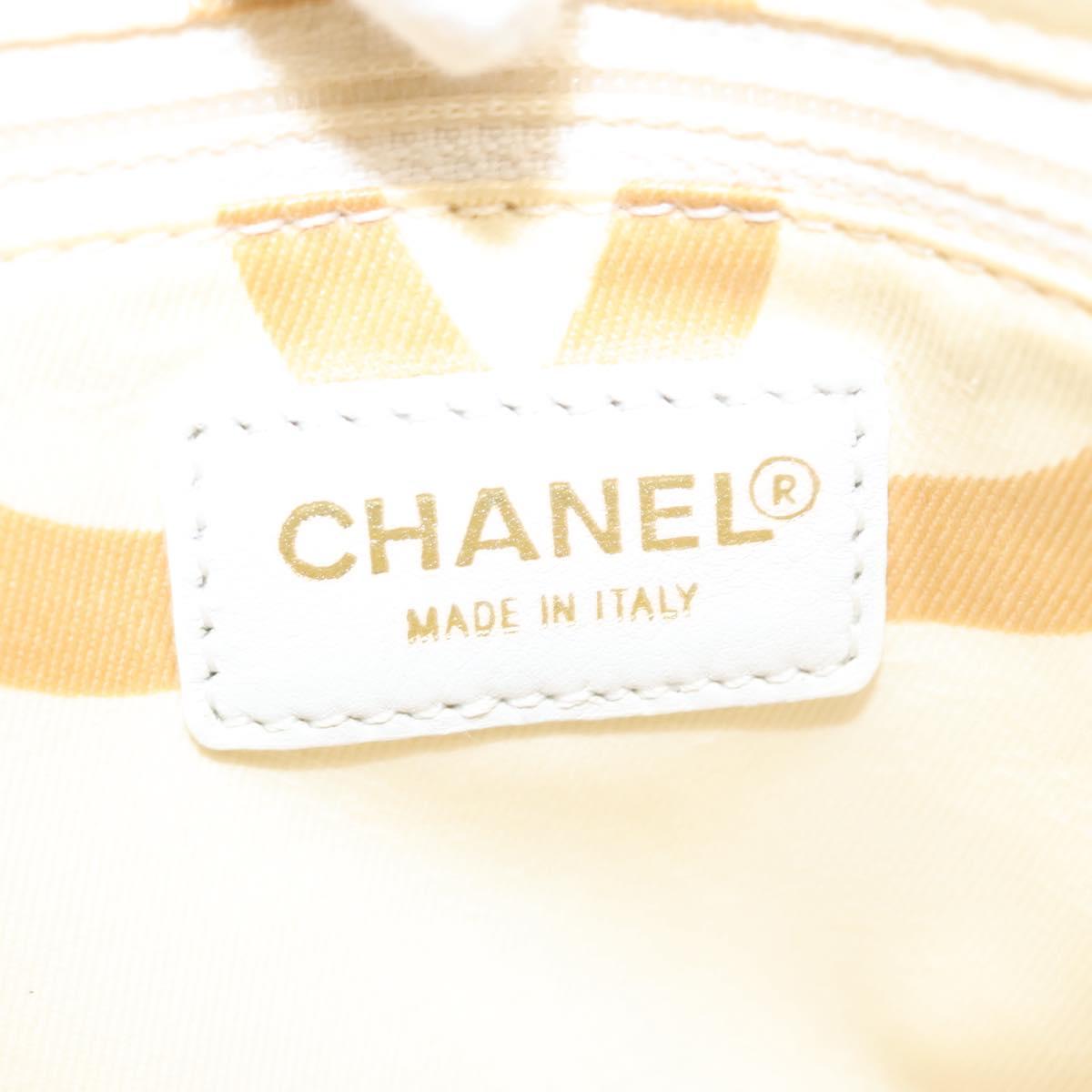 CHANEL Matelasse Chain Tote Bag Raffia White CC yb722