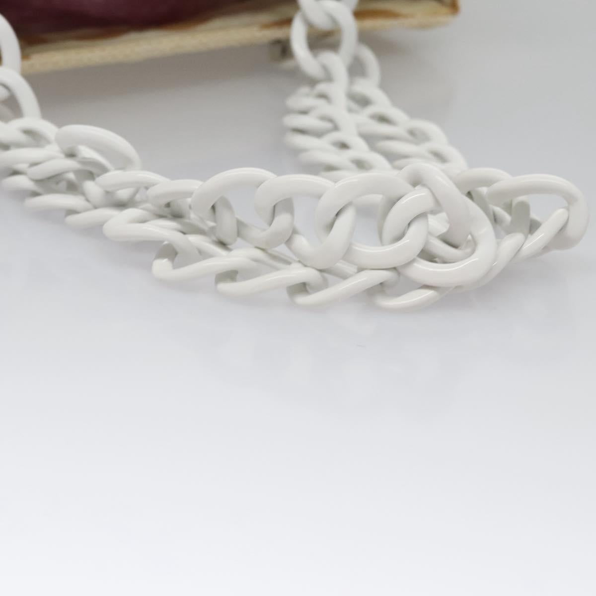 CHANEL Matelasse Chain Tote Bag Raffia White CC yb722