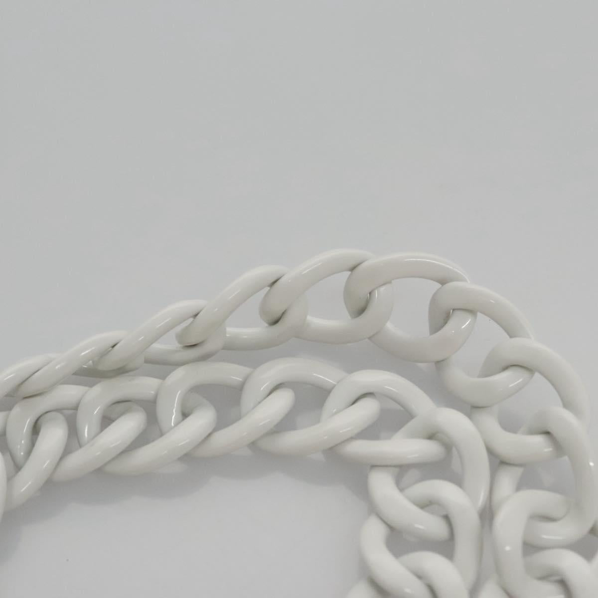 CHANEL Matelasse Chain Tote Bag Raffia White CC yb722