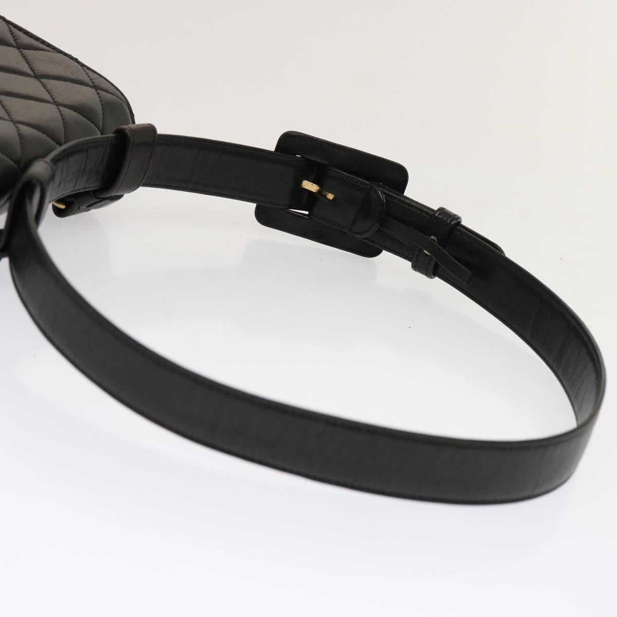 CHANEL Matelasse Turn Lock Waist bag Lamb Skin Black CC yk11590