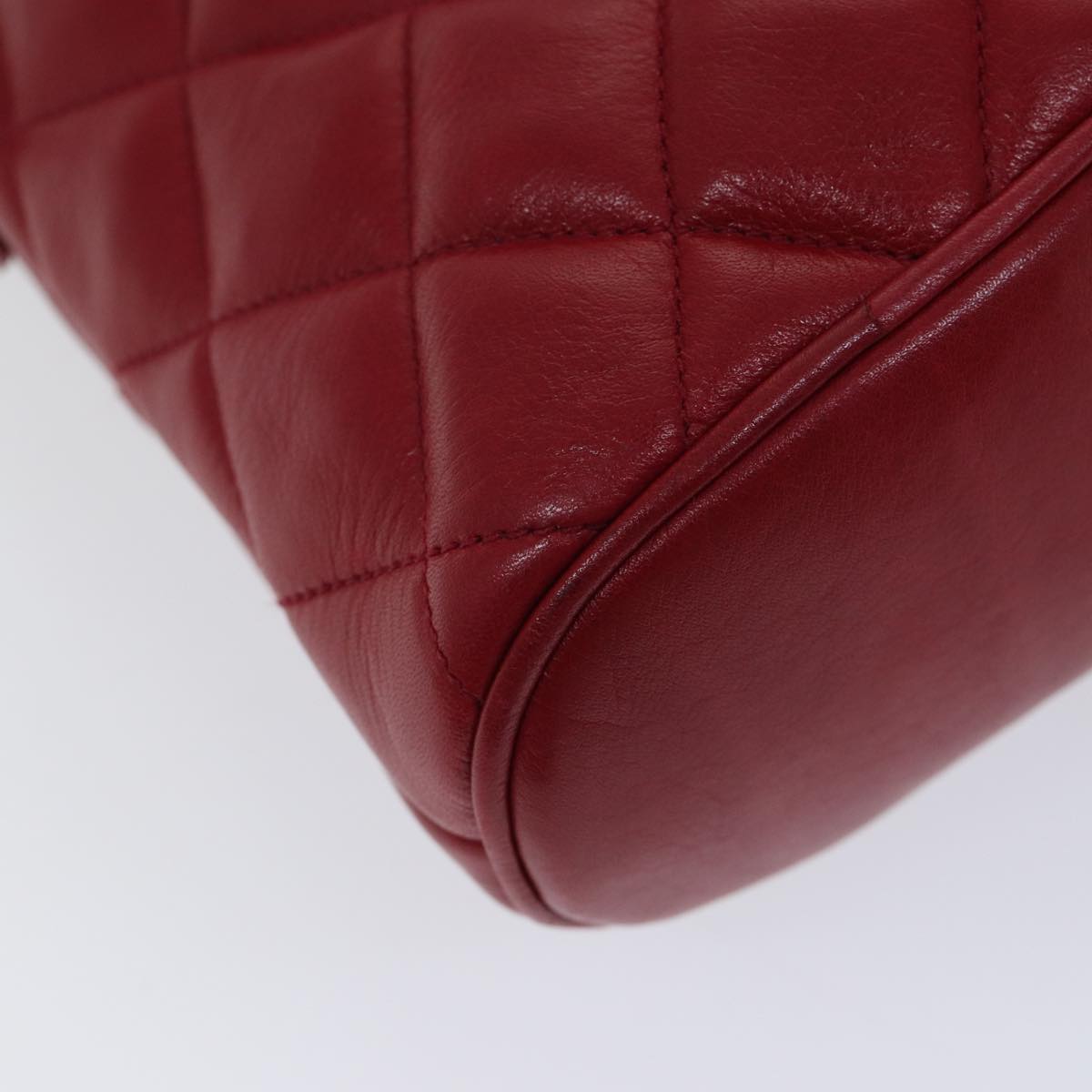 CHANEL Matelasse Chain Shoulder Bag Leather Red CC yk11662