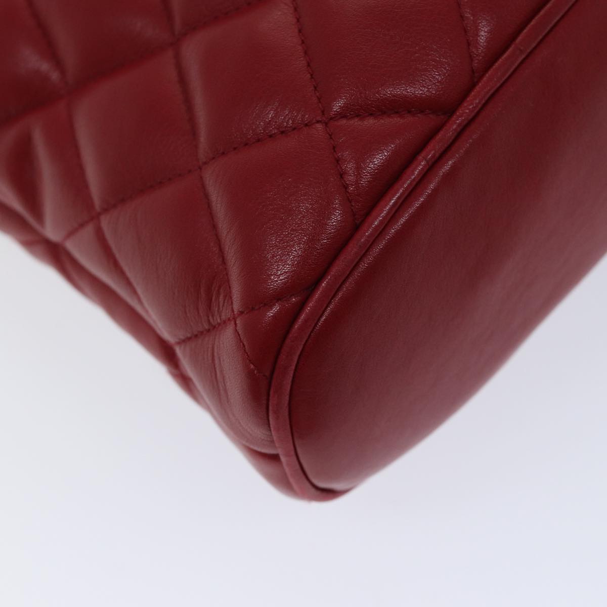 CHANEL Matelasse Chain Shoulder Bag Leather Red CC yk11662