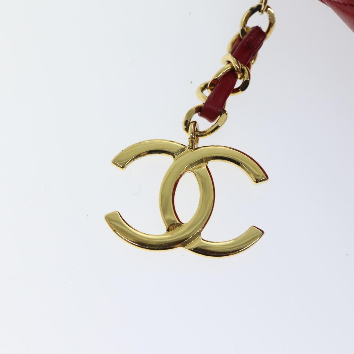 CHANEL Matelasse Chain Shoulder Bag Leather Red CC yk11662