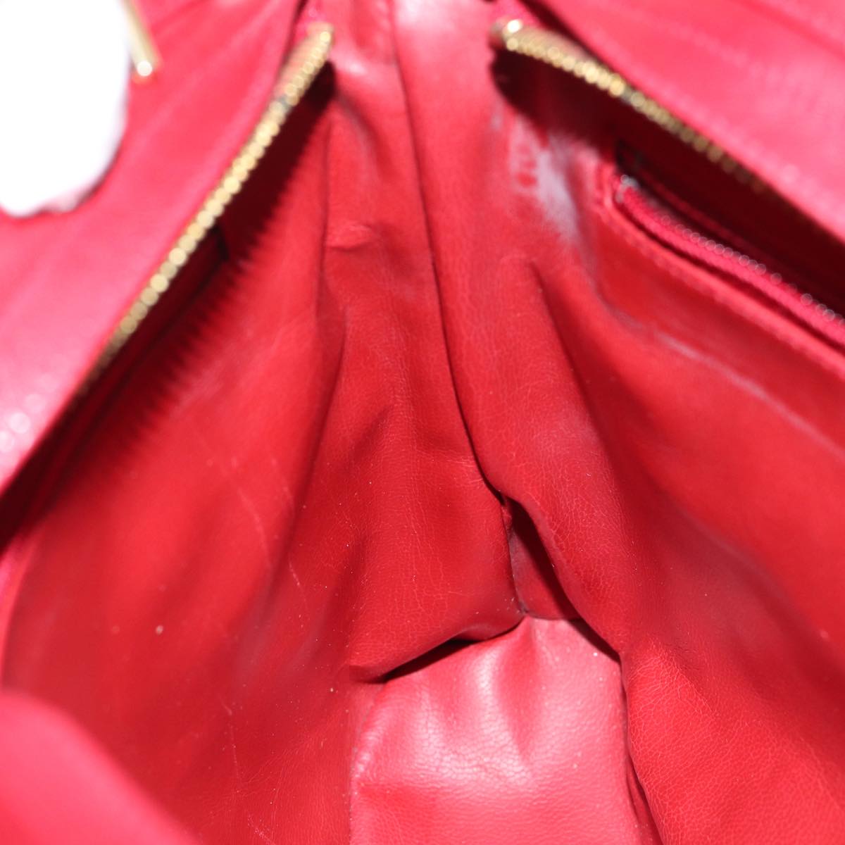 CHANEL Matelasse Chain Shoulder Bag Leather Red CC yk11662
