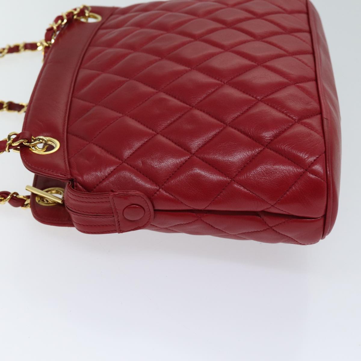 CHANEL Matelasse Chain Shoulder Bag Leather Red CC yk11662