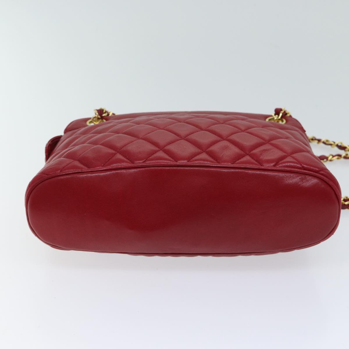 CHANEL Matelasse Chain Shoulder Bag Leather Red CC yk11662