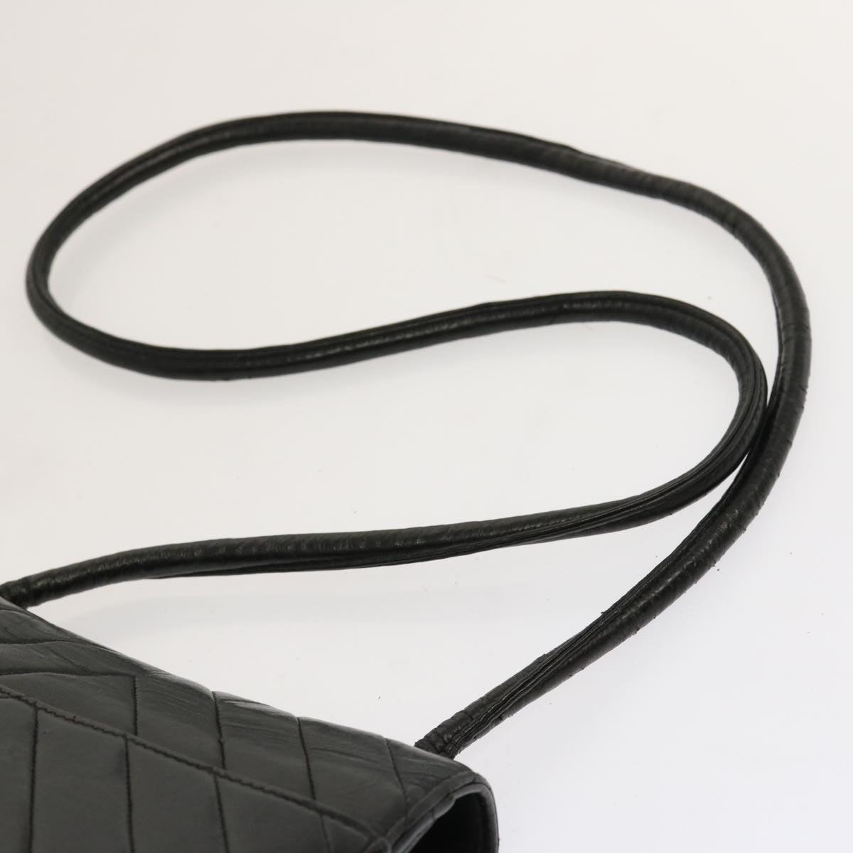 CHANEL V Stitch Shoulder Bag Lamb Skin Black CC yk11681