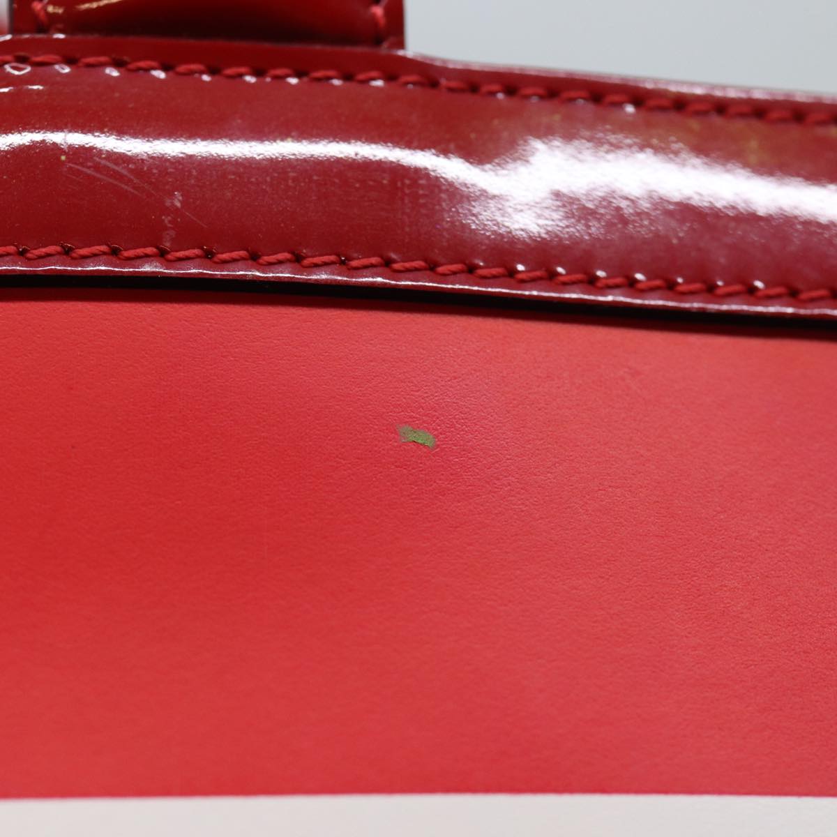 CHANEL Mademoiselle Hand Bag Enamel Leather White Red CC yk12409A