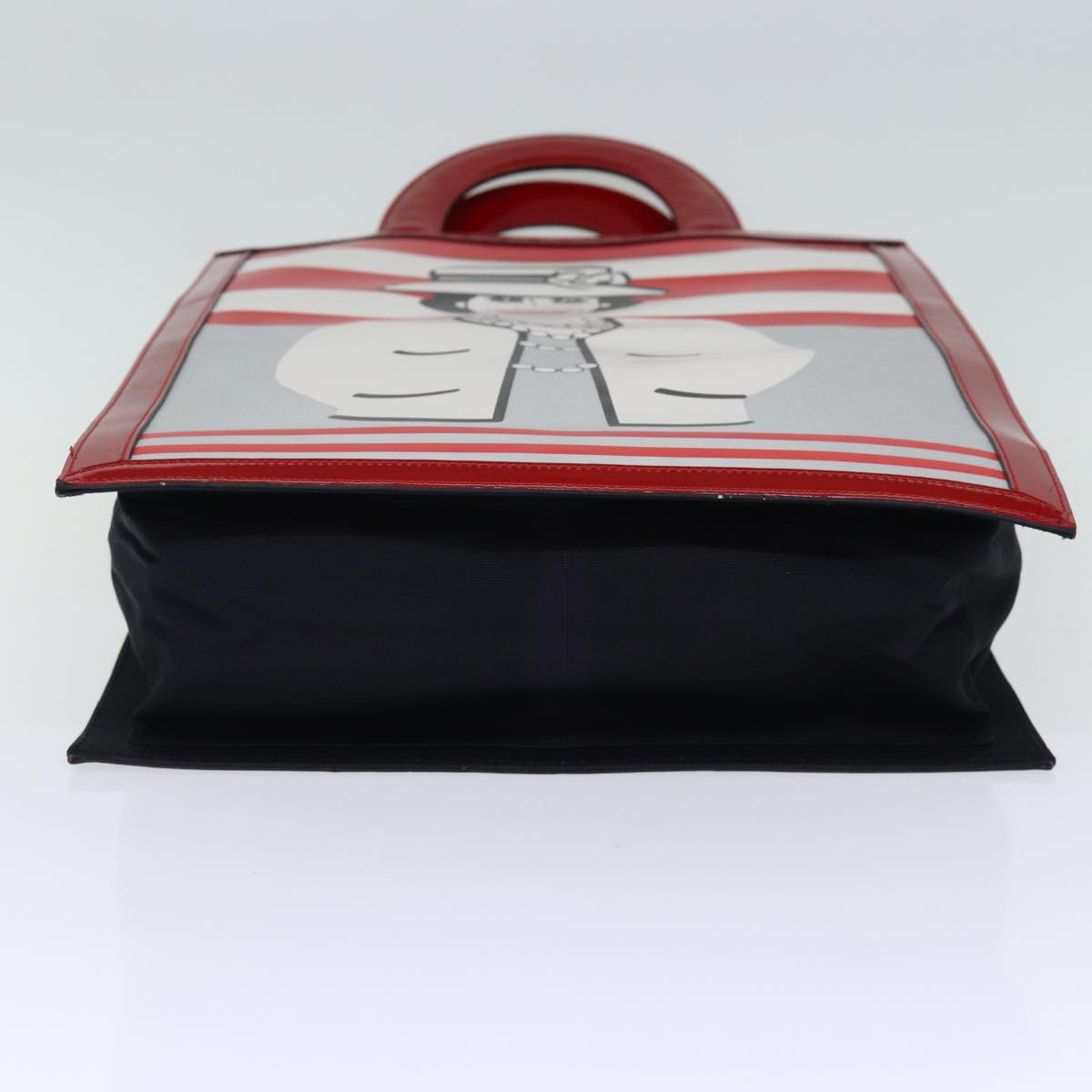 CHANEL Mademoiselle Hand Bag Enamel Leather White Red CC yk12409A
