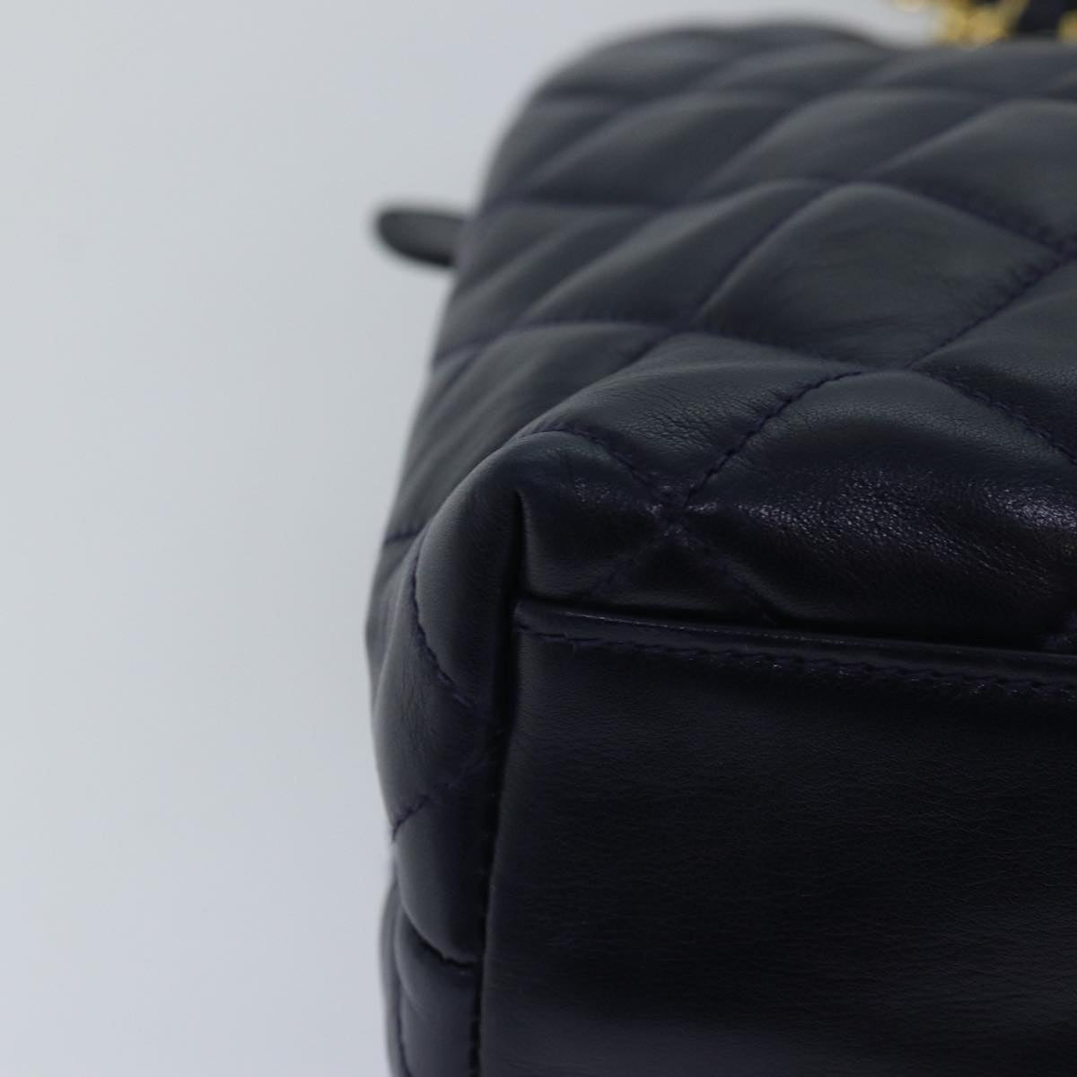 CHANEL Matelasse Chain Shoulder Bag Lamb Skin Navy CC yk12992