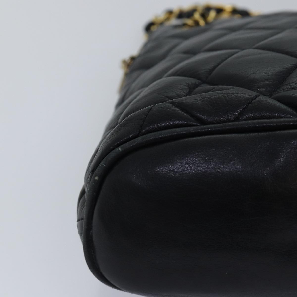 CHANEL Matelasse Chain Shoulder Bag Lamb Skin Black CC yk13018