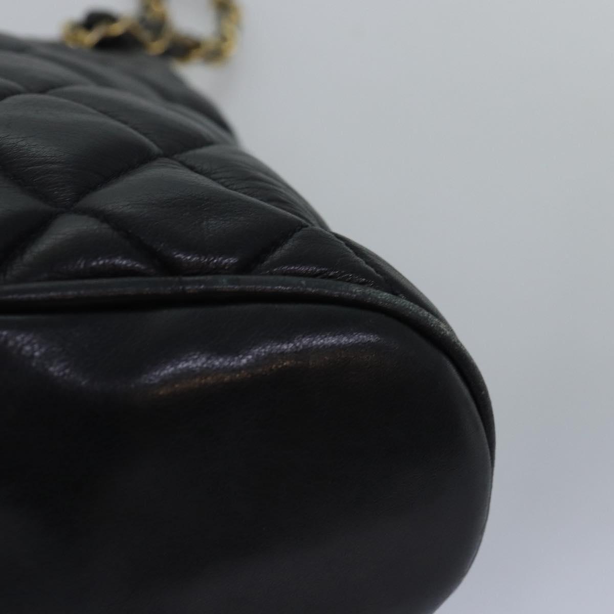 CHANEL Matelasse Chain Shoulder Bag Lamb Skin Black CC yk13018
