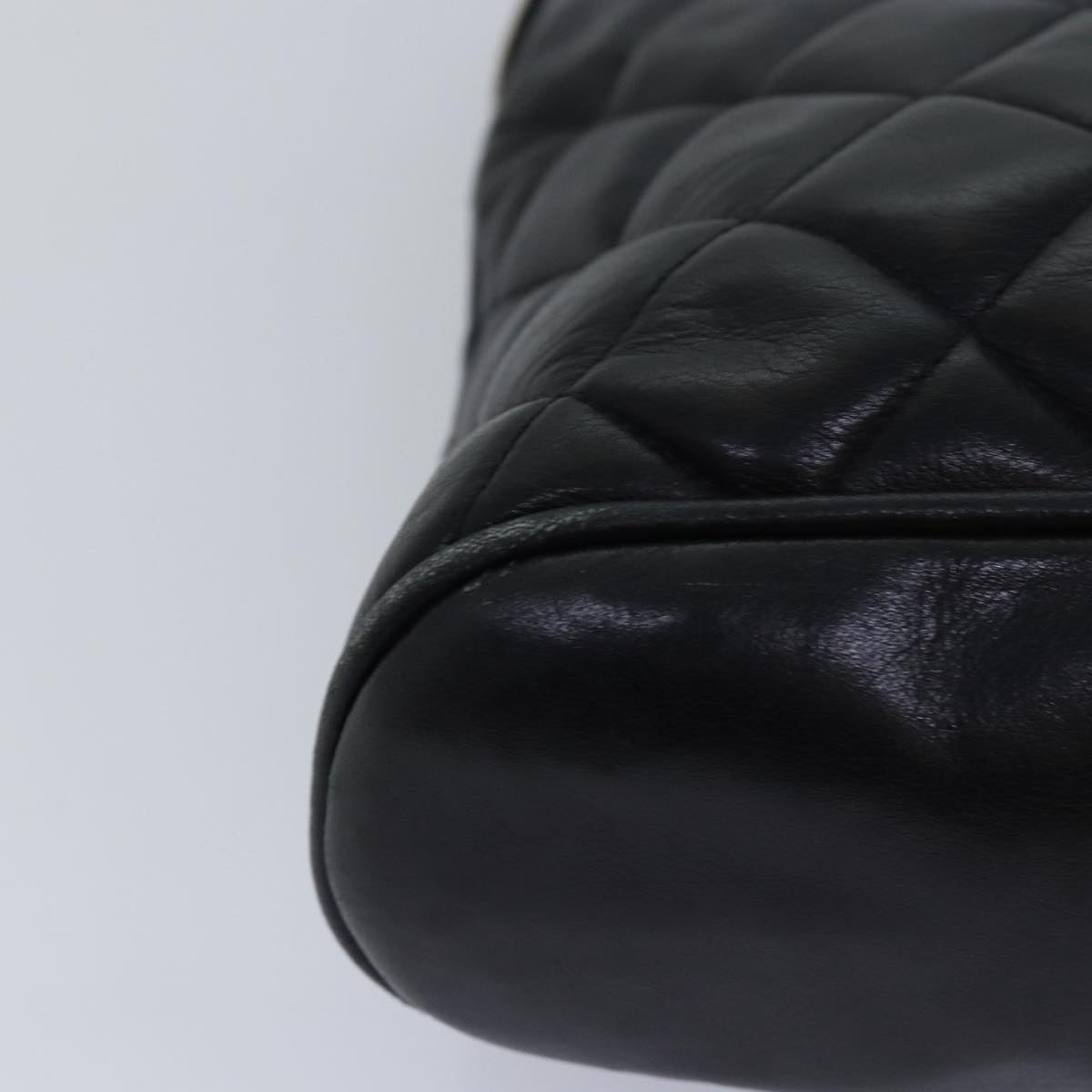 CHANEL Matelasse Chain Shoulder Bag Lamb Skin Black CC yk13018