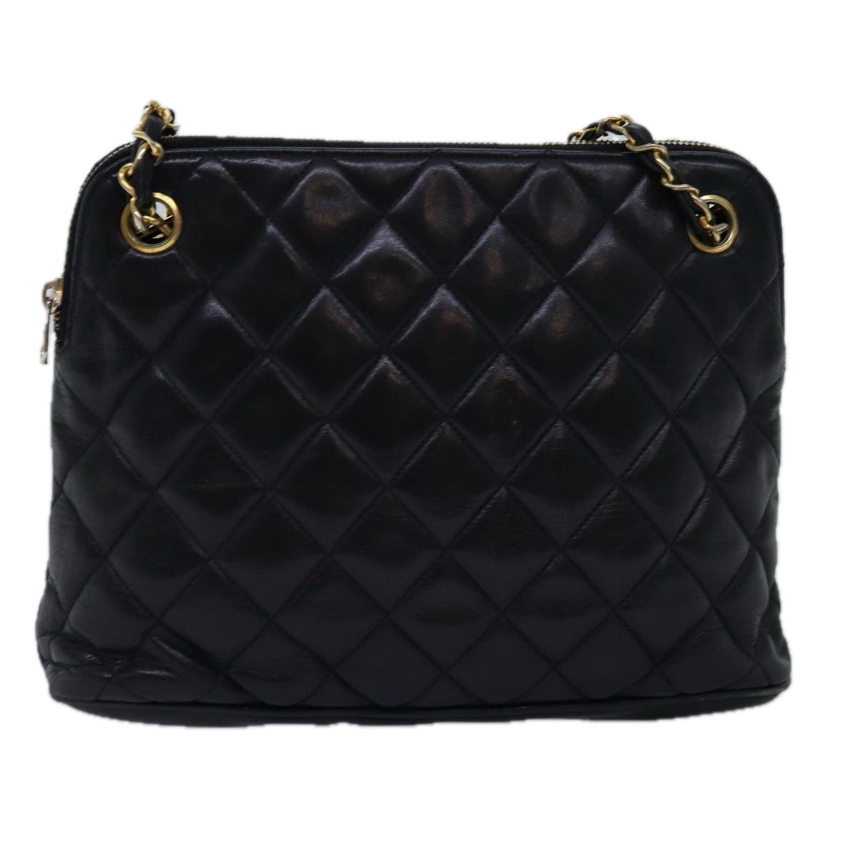 CHANEL Matelasse Chain Shoulder Bag Lamb Skin Black CC yk13018
