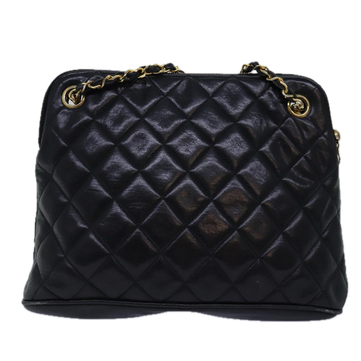 CHANEL Matelasse Chain Shoulder Bag Lamb Skin Black CC yk13018