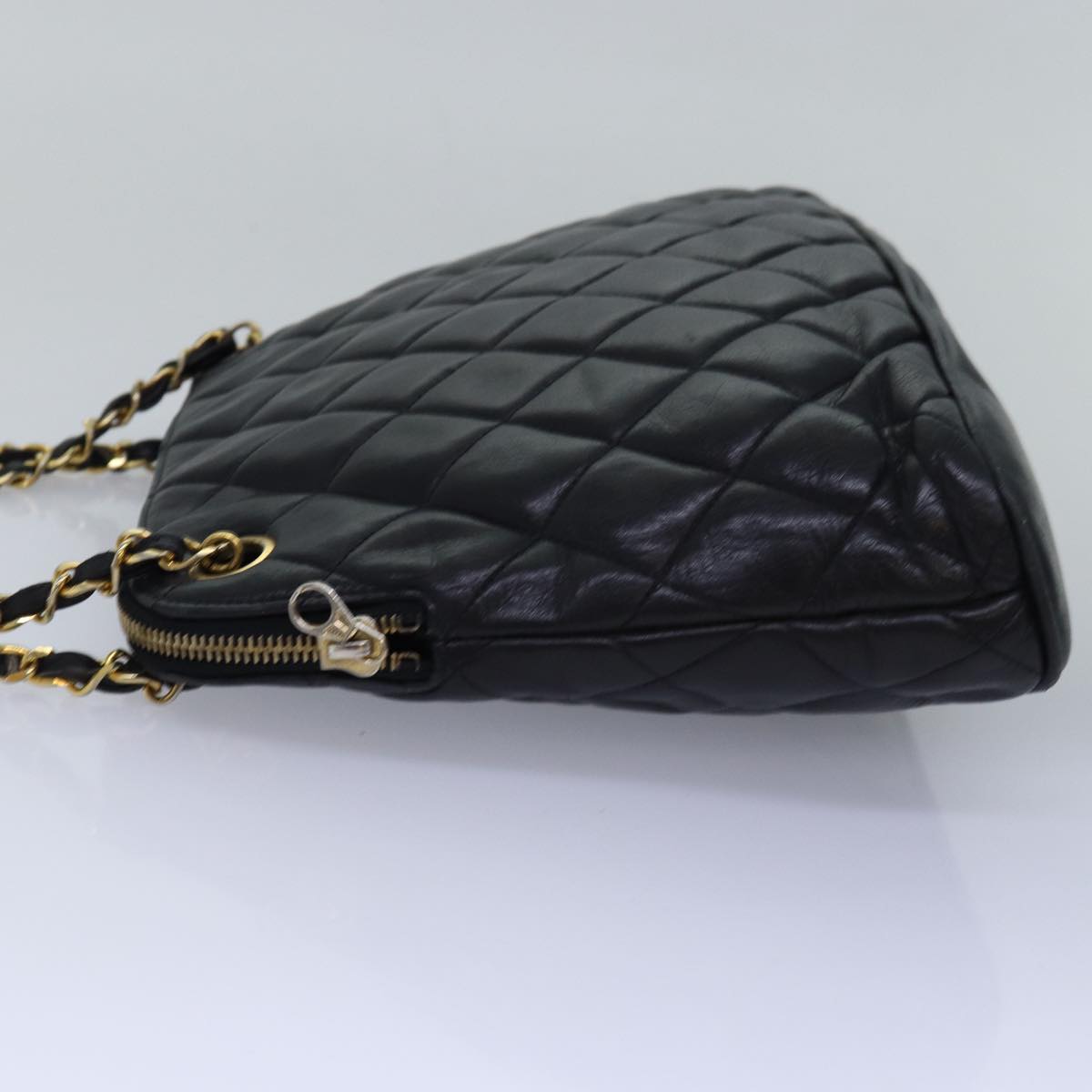 CHANEL Matelasse Chain Shoulder Bag Lamb Skin Black CC yk13018